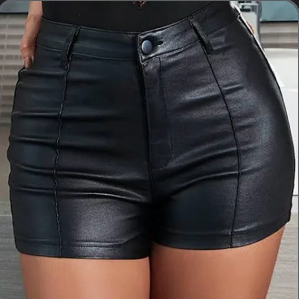 NWT Black Faux Leather Women Shorts